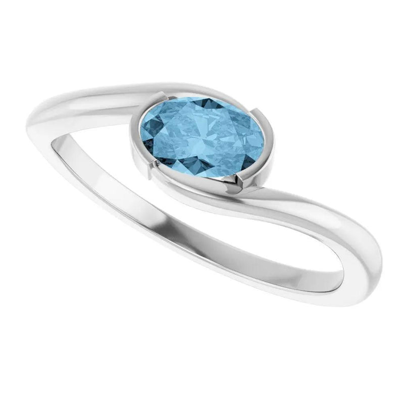 14K Gold Natural Sky Blue Topaz Solitaire Ring