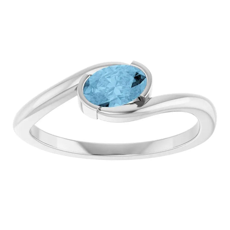 14K Gold Natural Sky Blue Topaz Solitaire Ring