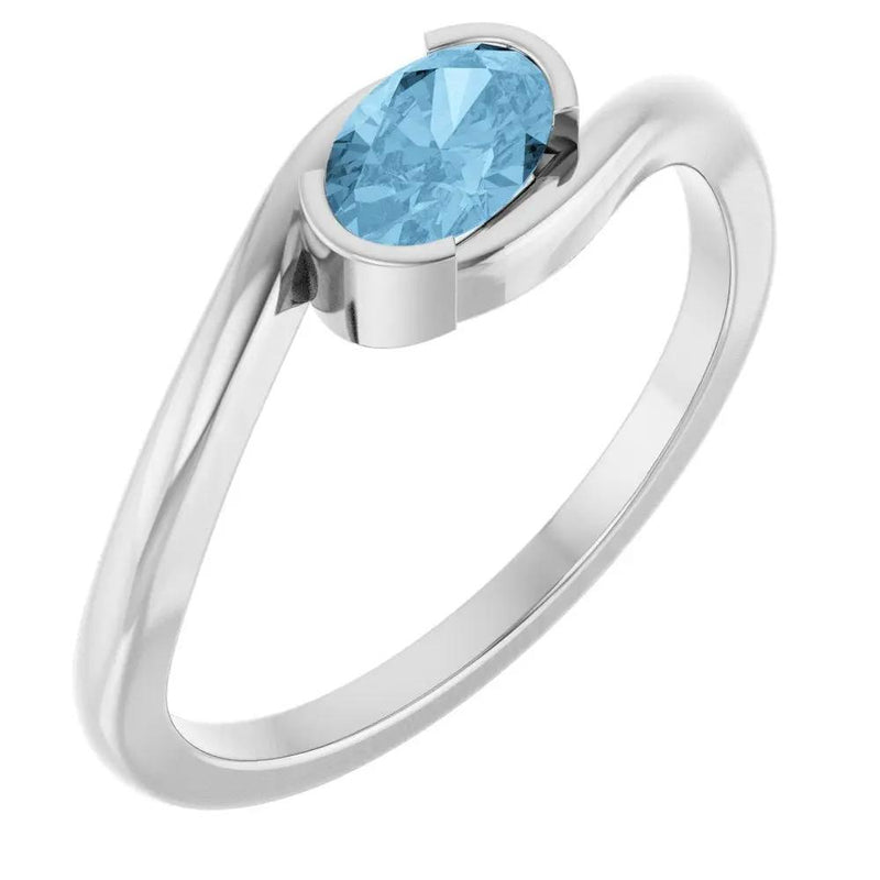 14K Gold Natural Sky Blue Topaz Solitaire Ring
