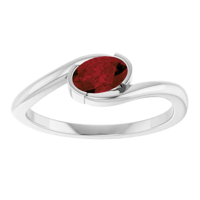 14K Gold Natural Mozambique Garnet Solitaire Ring