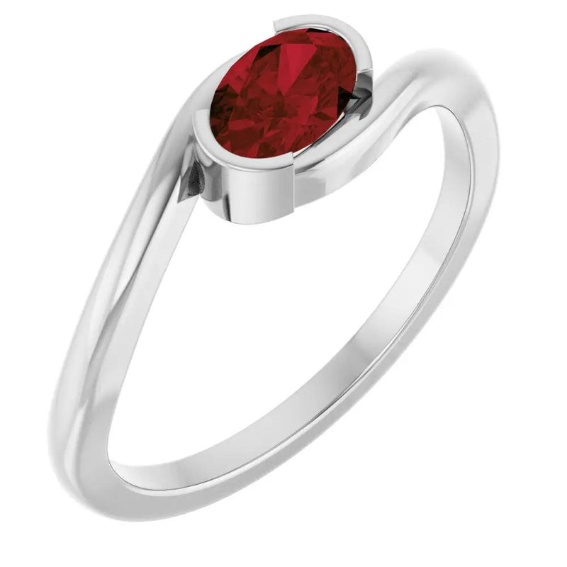 14K Gold Natural Mozambique Garnet Solitaire Ring