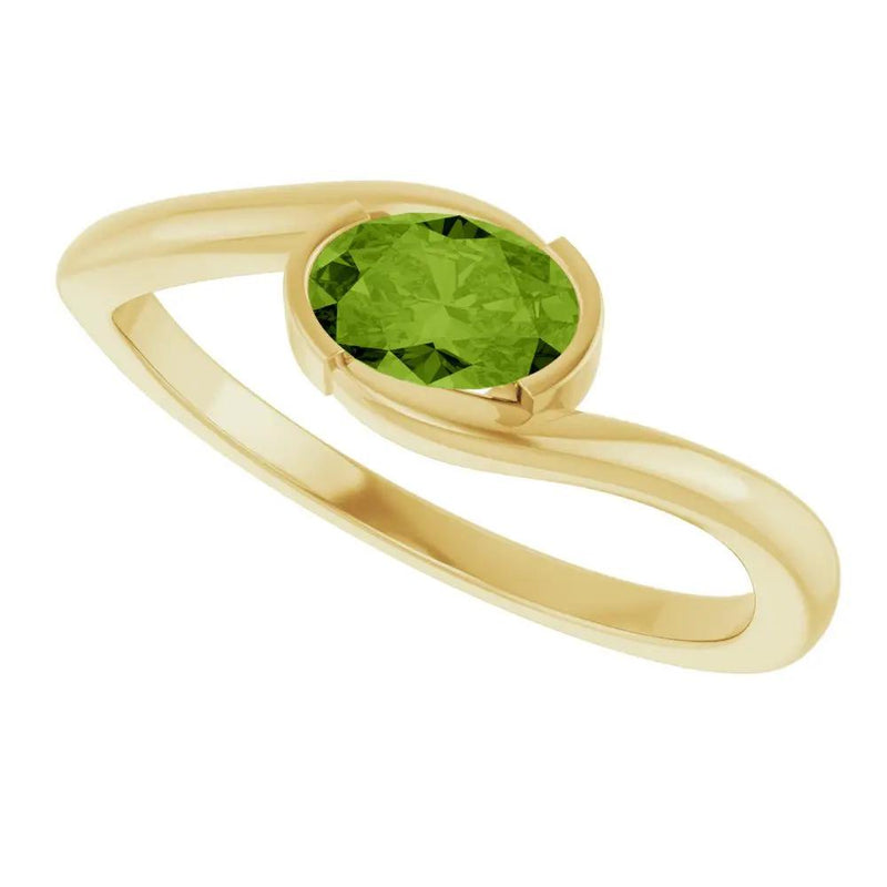 14K Yellow Gold Natural Peridot Solitaire Ring