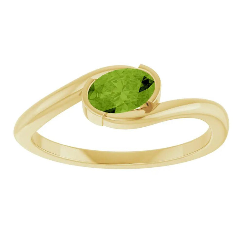 14K Yellow Gold Natural Peridot Solitaire Ring