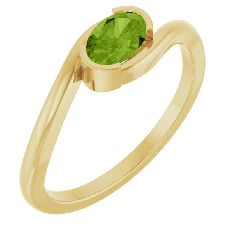 14K Yellow Gold Natural Peridot Solitaire Ring