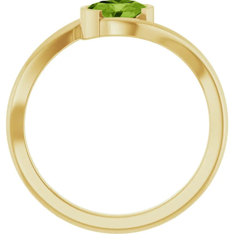 14K Yellow Gold Natural Peridot Solitaire Ring