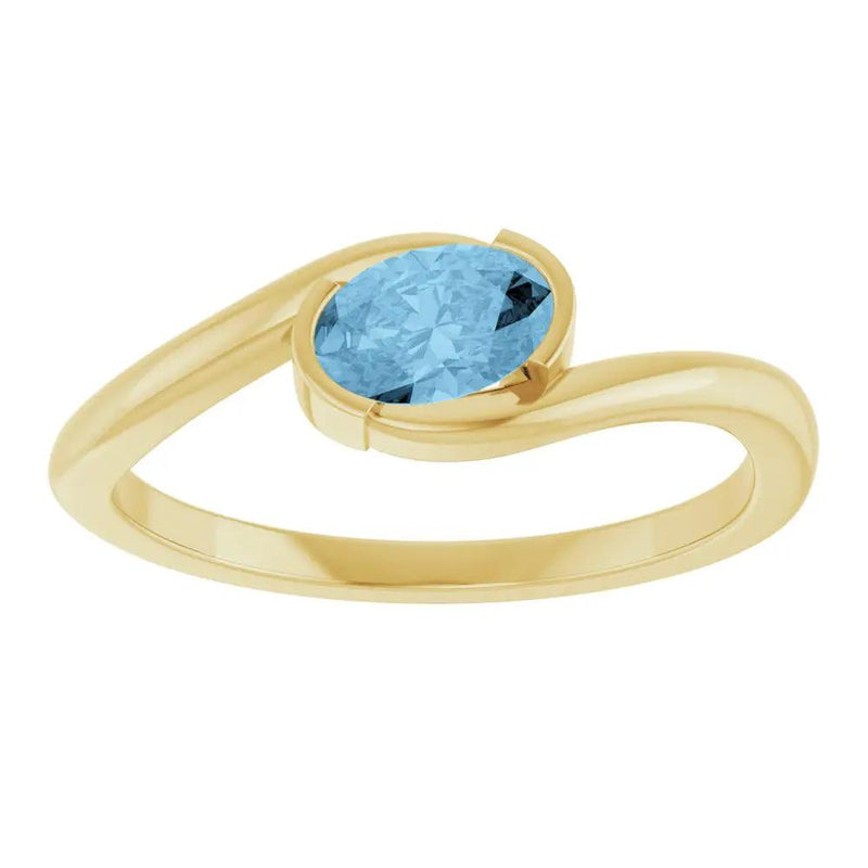 14K Gold Natural Sky Blue Topaz Solitaire Ring