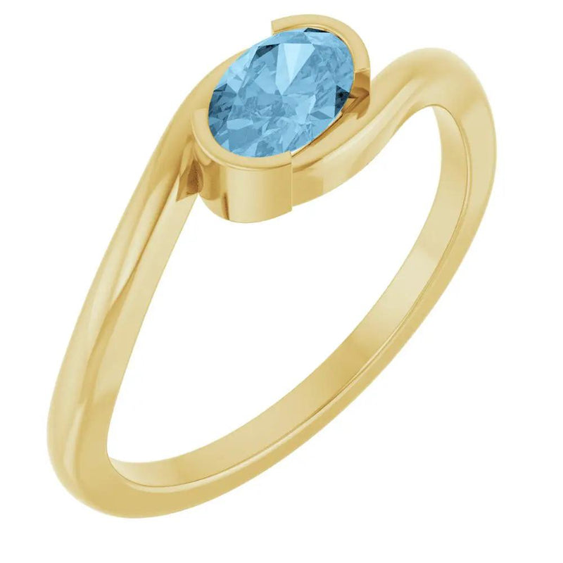 14K Gold Natural Sky Blue Topaz Solitaire Ring