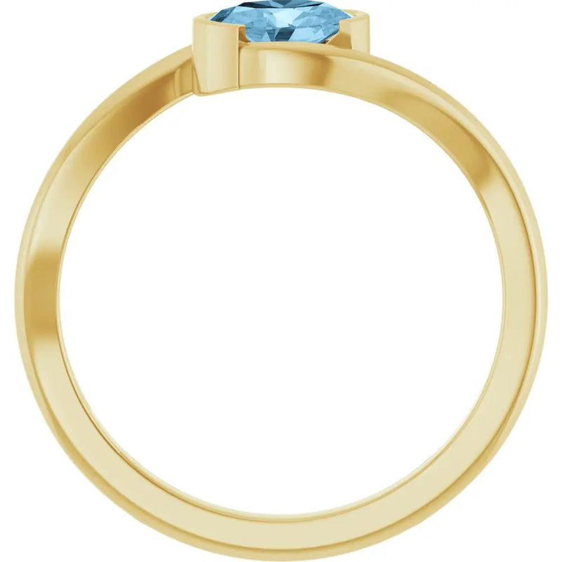 14K Gold Natural Sky Blue Topaz Solitaire Ring