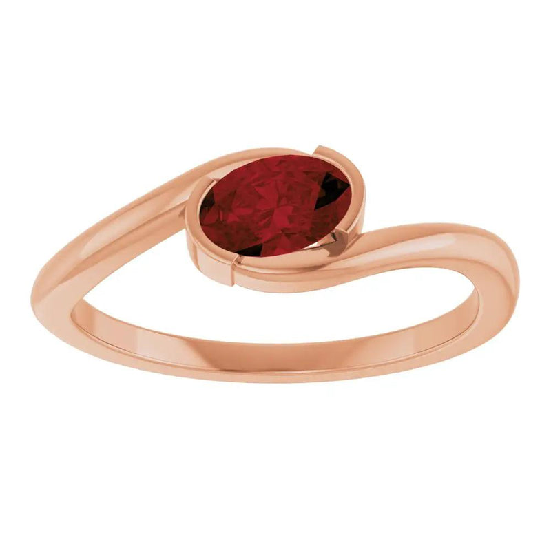 14K Gold Natural Mozambique Garnet Solitaire Ring