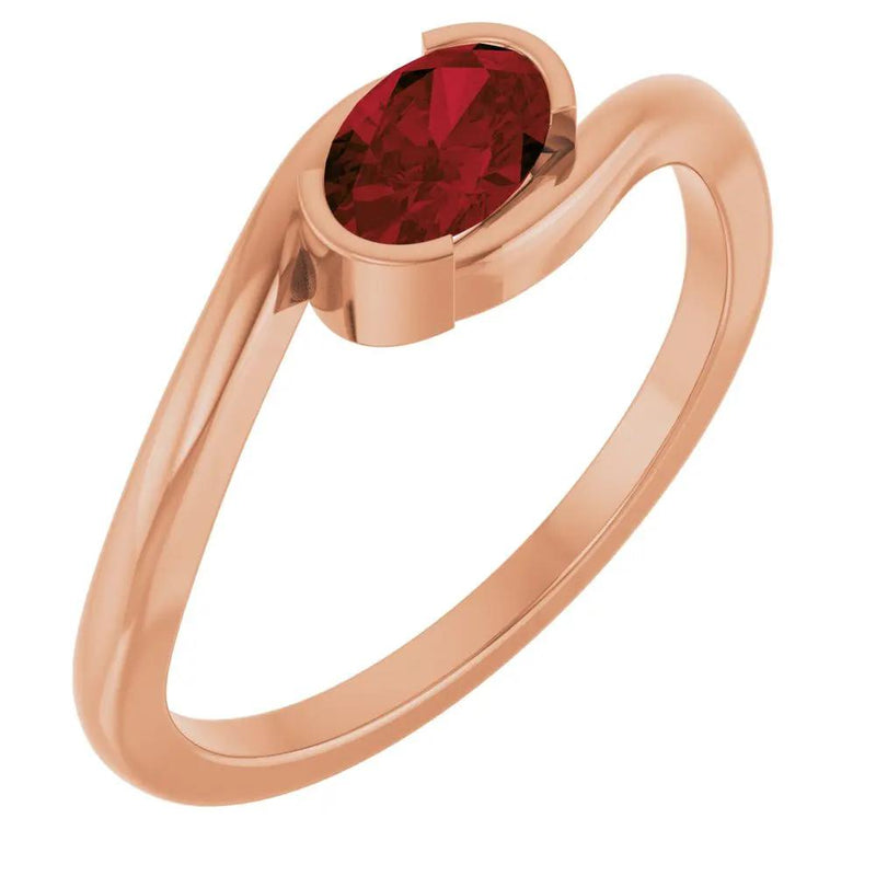 14K Gold Natural Mozambique Garnet Solitaire Ring