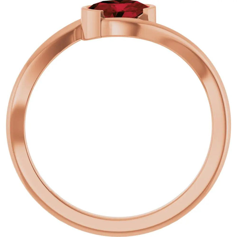 14K Gold Natural Mozambique Garnet Solitaire Ring