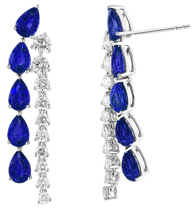 L’Étang aux Nymphéas, Sapphire & Diamonds Earrings