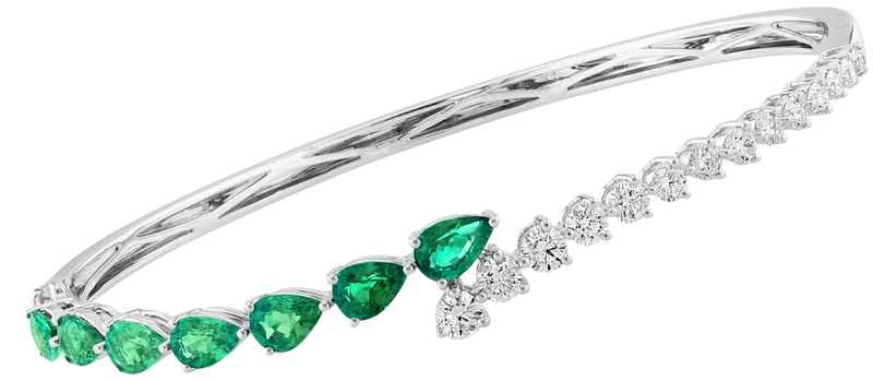 Monceau Green, Emerald & Diamonds Bangle Bracelet