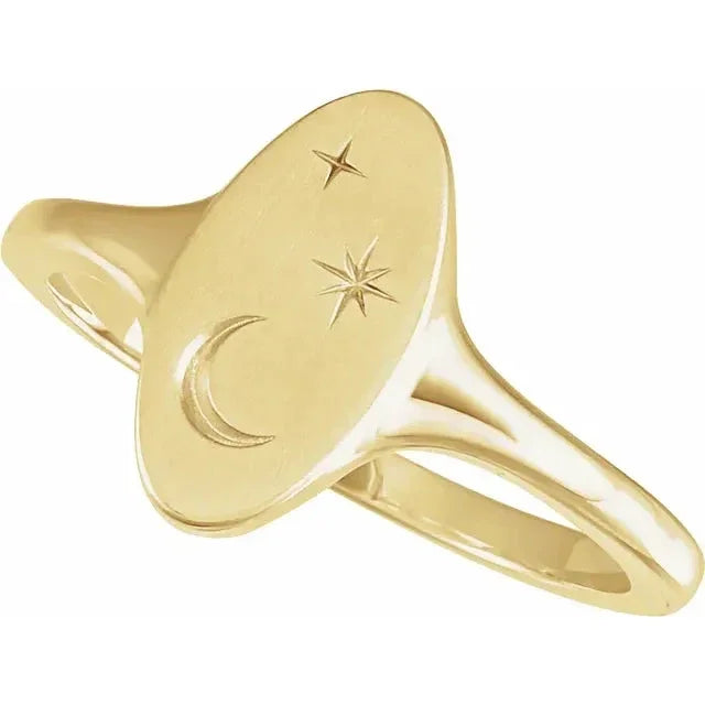 Nocturne de la Côte d'Azur, Yellow Gold Moon & Star Signet Ring
