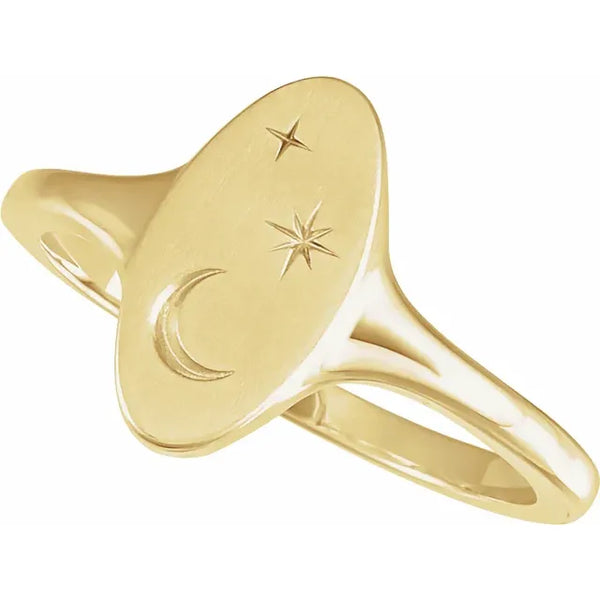 Nocturne de la Côte d'Azur, Yellow Gold Moon & Star Signet Ring