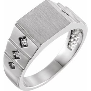 Facet Geometric Diamond Signet with Natural Diamonds