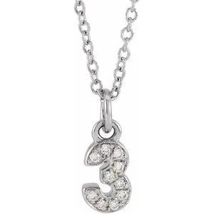 Lumière de Versailles, 14K Gold Diamond Number Necklace