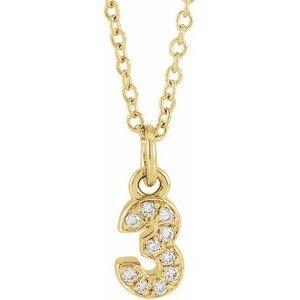 Lumière de Versailles, 14K Gold Diamond Number Necklace