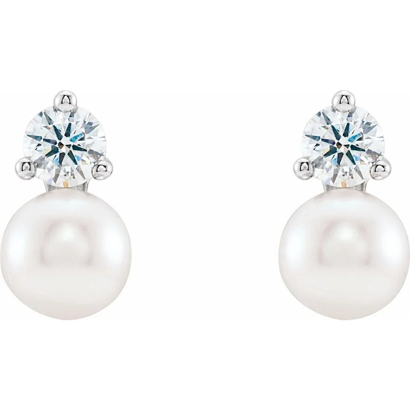 Lumière de Fontainebleau, Pearl & Diamond Stud Earrings
