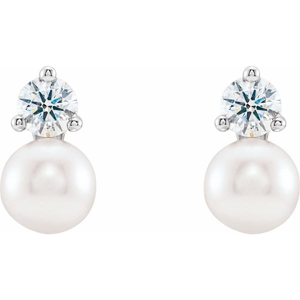 Lumière de Fontainebleau, Pearl & Diamond Stud Earrings