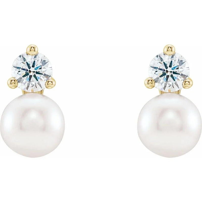 Lumière de Fontainebleau, Pearl & Diamond Stud Earrings