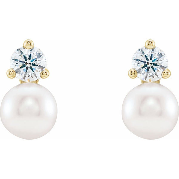 Lumière de Fontainebleau, Pearl & Diamond Stud Earrings