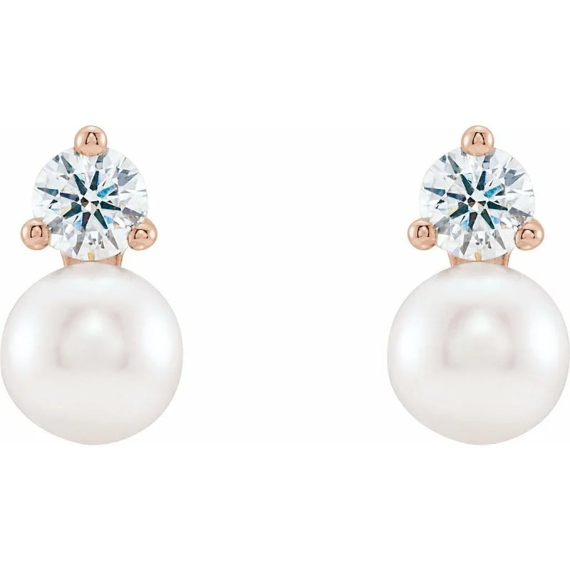 Lumière de Fontainebleau, Pearl & Diamond Stud Earrings