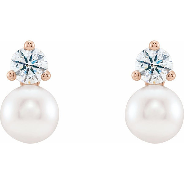 Lumière de Fontainebleau, Pearl & Diamond Stud Earrings