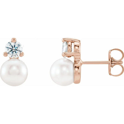 Lumière de Fontainebleau, Pearl & Diamond Stud Earrings
