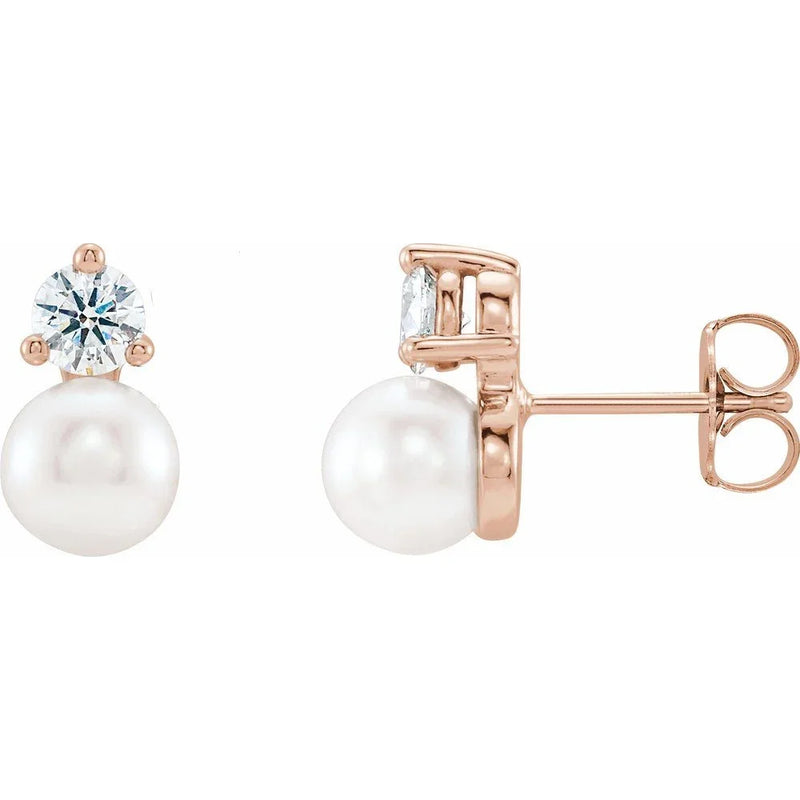 Lumière de Fontainebleau, Pearl & Diamond Stud Earrings