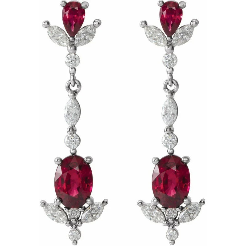 Pétale de Versailles, Ruby & Diamond Dangle Earrings