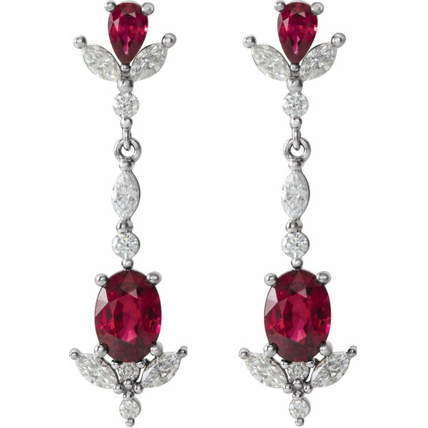 Pétale de Versailles, Ruby & Diamond Dangle Earrings