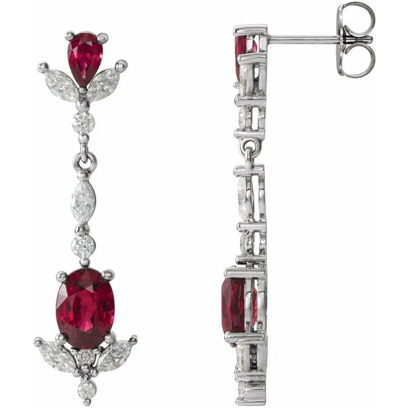 Pétale de Versailles, Ruby & Diamond Dangle Earrings