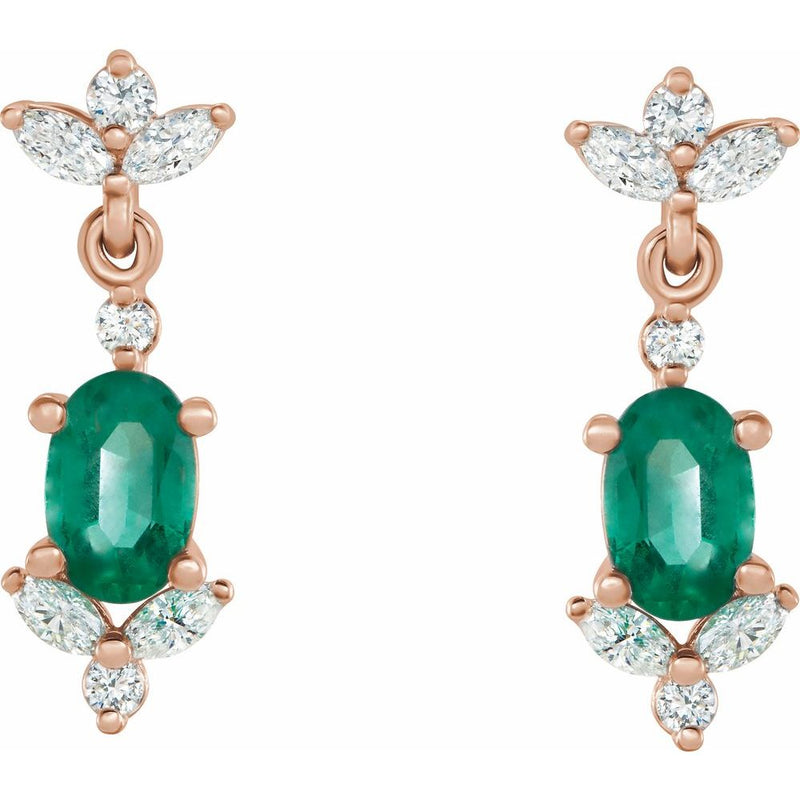 Natural Emerald & Natural Diamond Earrings
