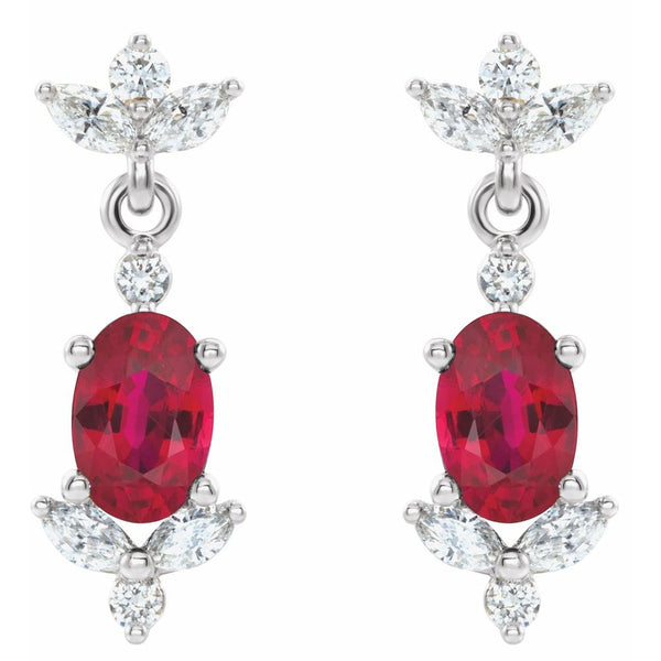 Natural Ruby & Natural Diamond Earrings