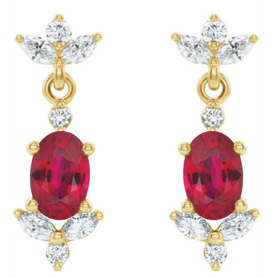 Natural Ruby & Natural Diamond Earrings