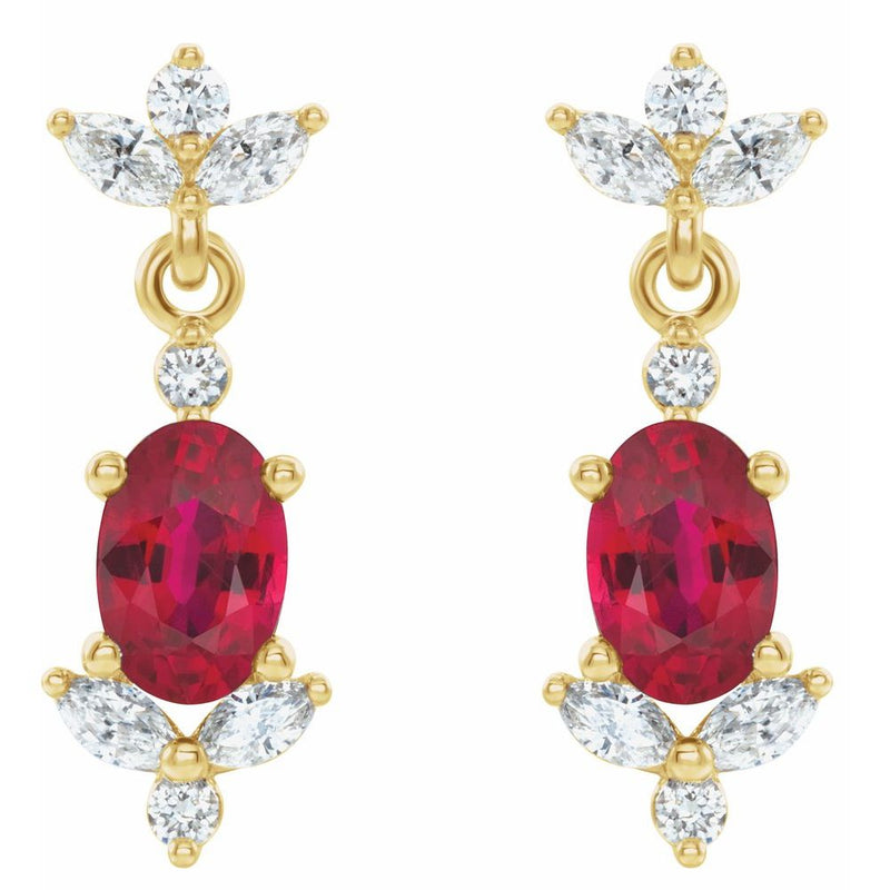 Natural Ruby & Natural Diamond Earrings