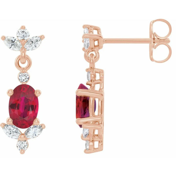 Reflet de la Côte d'Azur, Ruby Diamond Drop Earrings