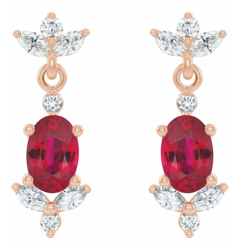 Natural Ruby & Natural Diamond Earrings