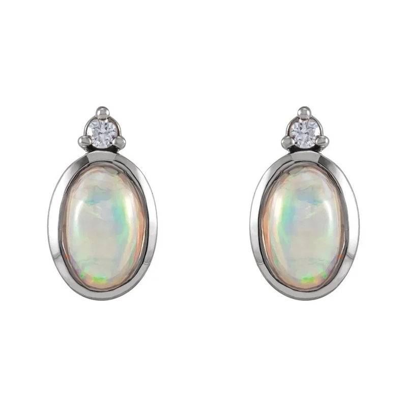 Étincelle de Versailles, Opal & Diamond Bezel Earrings