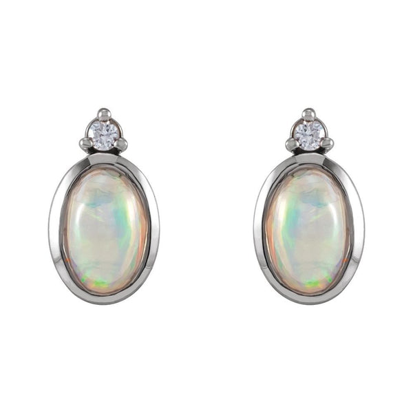 Étincelle de Versailles, Opal & Diamond Bezel Earrings