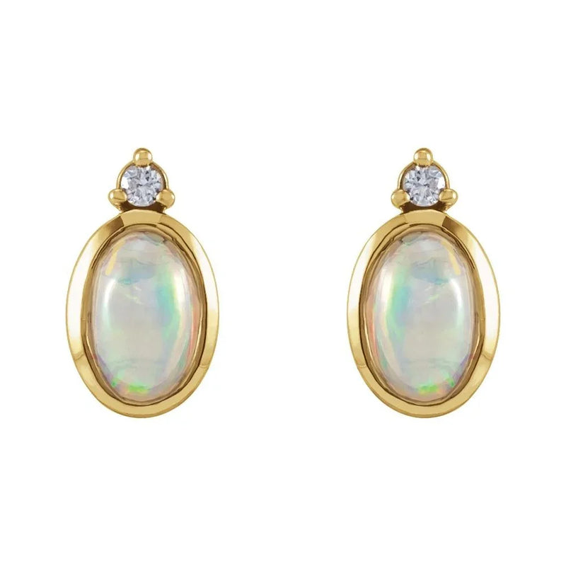 Étincelle de Versailles, Opal & Diamond Bezel Earrings
