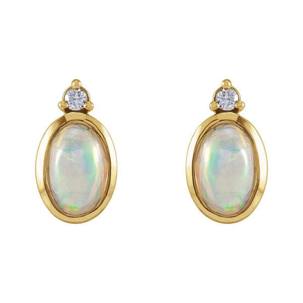 Étincelle de Versailles, Opal & Diamond Bezel Earrings