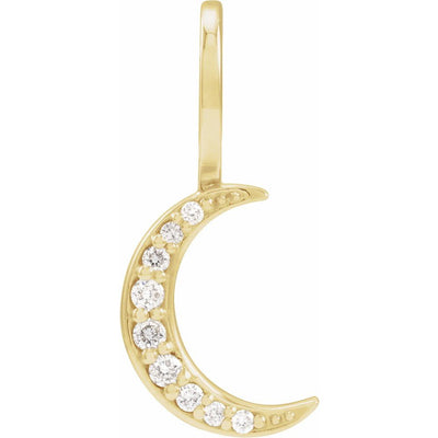 Natural Diamond Crescent Moon Charm Pendant