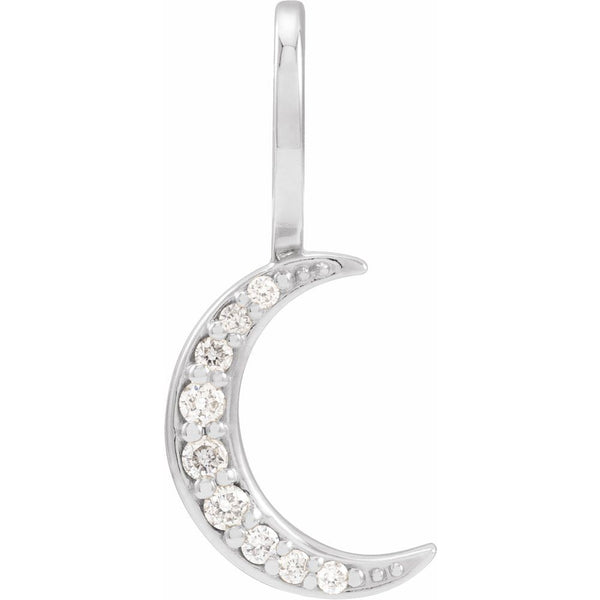 Natural Diamond Crescent Moon Charm Pendant