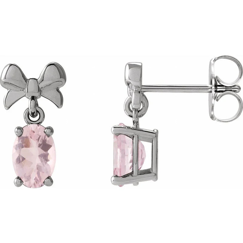 Rosée de Biarritz, Pink Morganite Bow Earrings