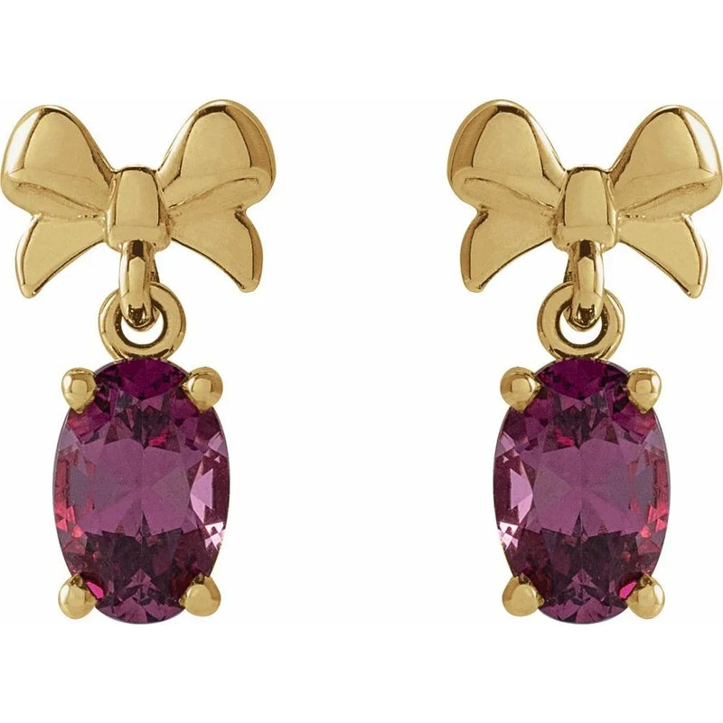 Les Gouttes de Fontainebleau, Rhodolite Garnet Bow Earrings