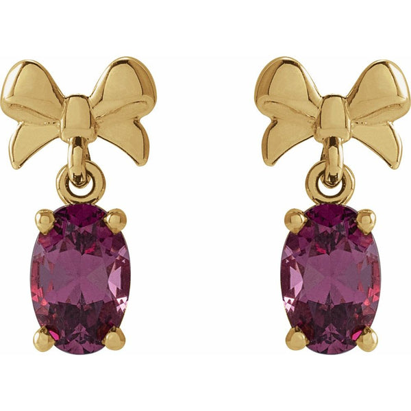 Les Gouttes de Fontainebleau, Rhodolite Garnet Bow Earrings