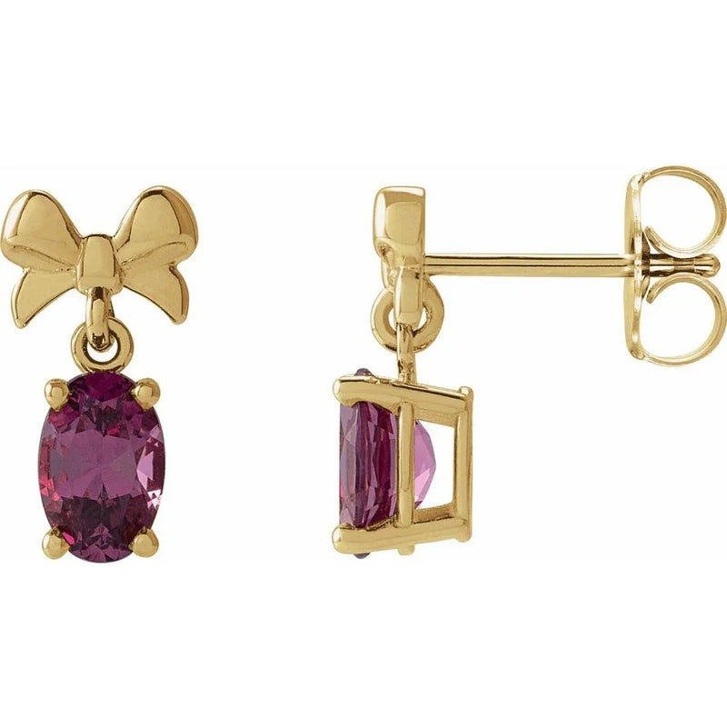 Les Gouttes de Fontainebleau, Rhodolite Garnet Bow Earrings