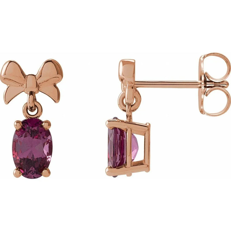 Les Gouttes de Fontainebleau, Rhodolite Garnet Bow Earrings